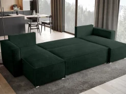 Narożniki>BROMARKT Narożnik sztruksowy do salonu z funkcją spania TOP U pojemnik na pościel