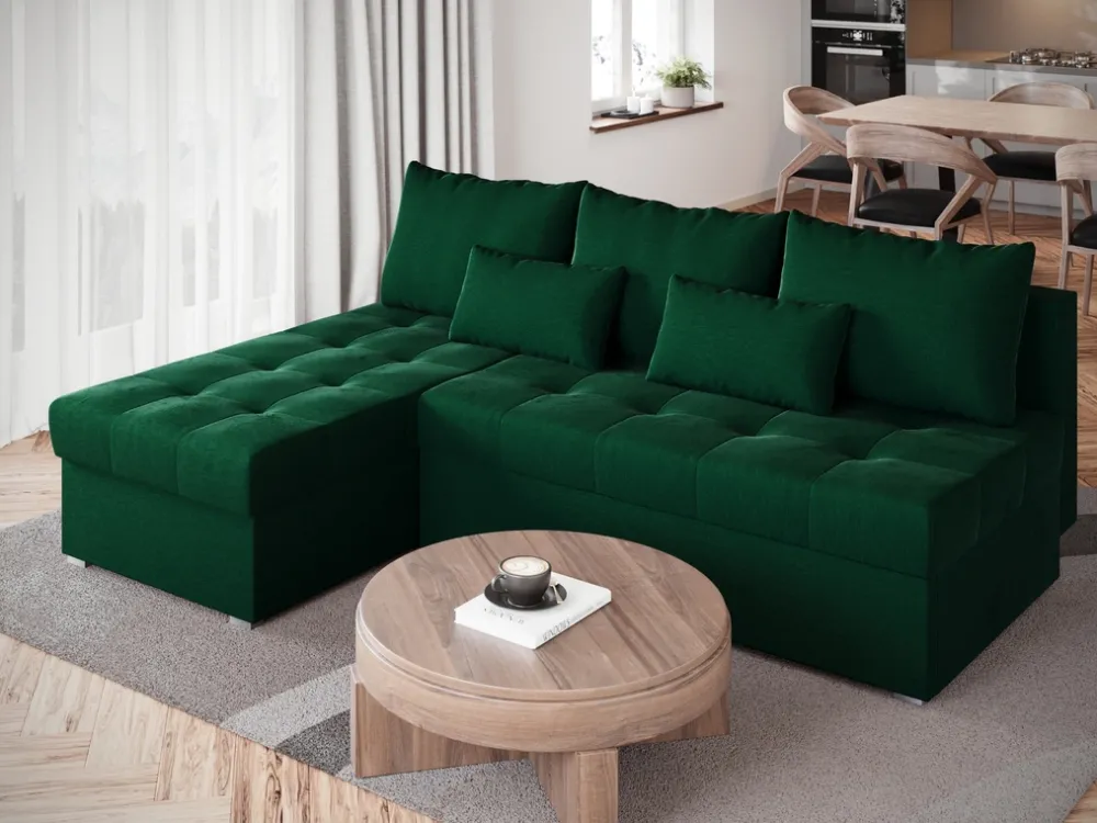 Meble Dla Dzieci|Meble Młodzieżowe>BROMARKT Narożnik z funkcją spania do salonu HOT SLIM butelkowa zieleń