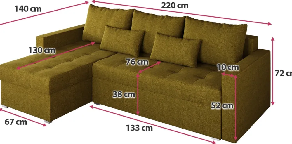 Meble Dla Dzieci|Meble Młodzieżowe>BROMARKT Narożnik z funkcją spania HOT L musztardowy