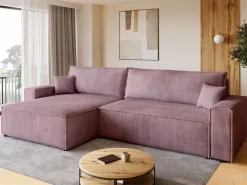 Narożniki>BROMARKT Narożnik z funkcją spania i pojemnikiem do salonu ADI XL róż