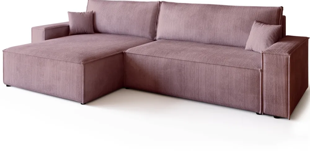 Narożniki>BROMARKT Narożnik z funkcją spania i pojemnikiem do salonu ADI XL róż