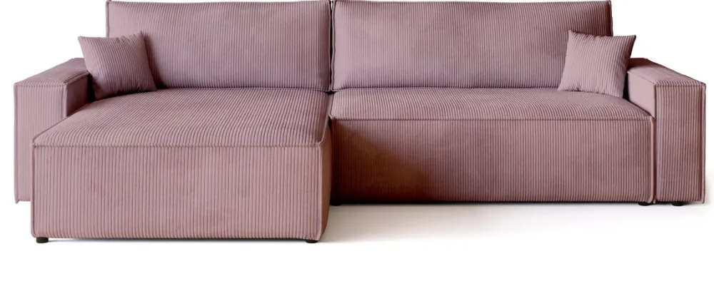 Narożniki>BROMARKT Narożnik z funkcją spania i pojemnikiem do salonu ADI XL róż