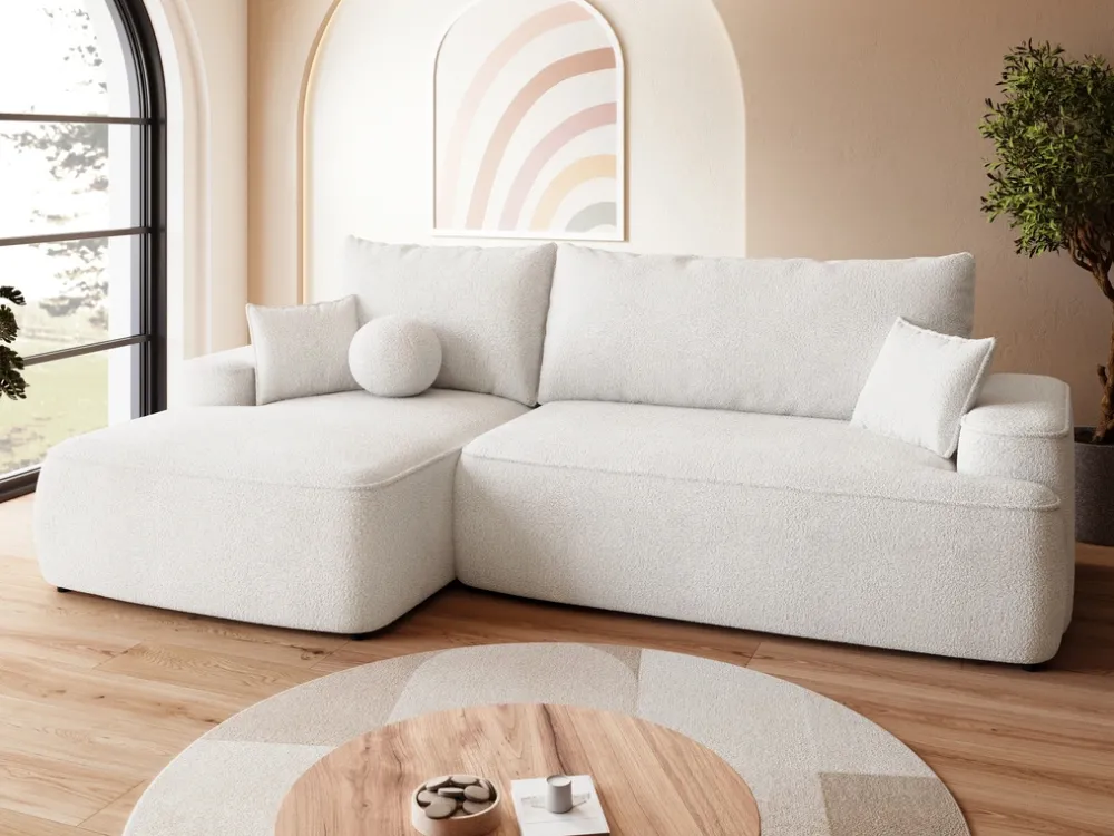 Meble Dla Dzieci|Meble Młodzieżowe>BROMARKT Narożnik z funkcją spania i pojemnikiem na pościel CARMELLO boucle