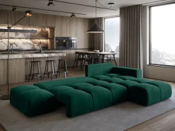 Narożniki>BROMARKT Narożnik z funkcją spania i pojemnikiem na pościel RAMIRO butelkowa zieleń