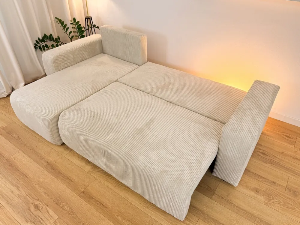 Meble Dla Dzieci|Meble Młodzieżowe>BROMARKT Narożnik z funkcją spania i pojemnikiem na pościel PUMI sztruks