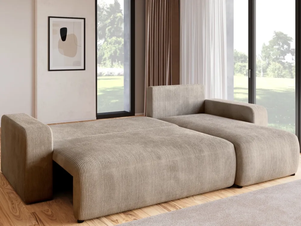 Meble Dla Dzieci|Meble Młodzieżowe>BROMARKT Narożnik z funkcją spania i pojemnikiem na pościel PUMI sztruks