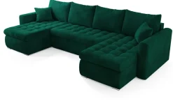 Narożniki>BROMARKT Narożnik z funkcją spania i pojemnikiem LUIS U butelkowa zieleń