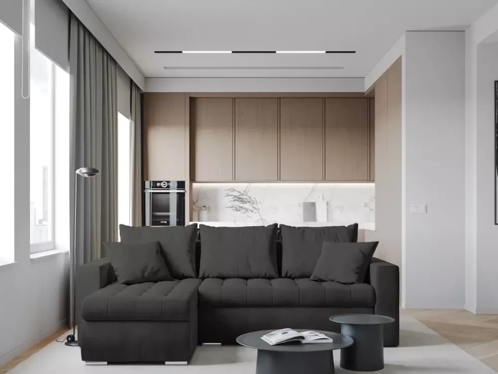 Meble Dla Dzieci|Meble Młodzieżowe>BROMARKT Narożnik z funkcją spania LUIS pojemnik na pościel pudrowy róż