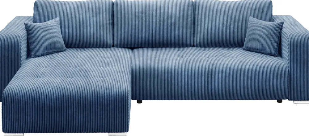 Meble Dla Dzieci|Narożniki>BROMARKT Niebieska rogówka do salonu z funkcją spania sztruksowa CELEST