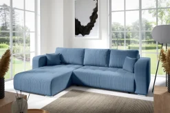 Meble Dla Dzieci|Narożniki>BROMARKT Niebieska rogówka do salonu z funkcją spania sztruksowa CELEST