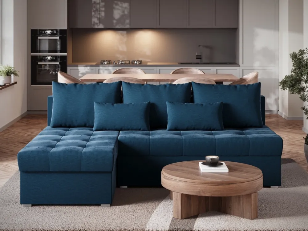 Meble Dla Dzieci|Meble Młodzieżowe>BROMARKT Niebieska rozkładana kanapa narożna z funkcją spania HOT SLIM