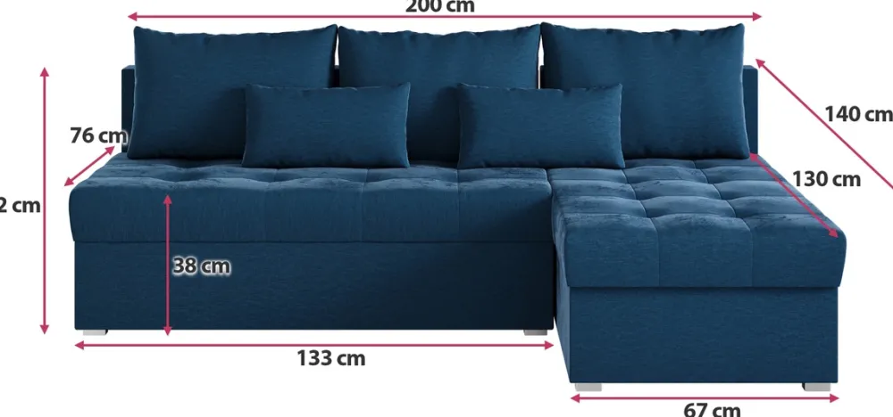 Meble Dla Dzieci|Meble Młodzieżowe>BROMARKT Niebieska rozkładana kanapa narożna z funkcją spania HOT SLIM