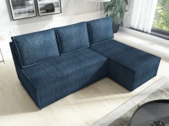 Narożniki></noscript>IZABELLA MEBLE Niebieski narożnik do salonu z funkcją spania do salonu HECTOR
