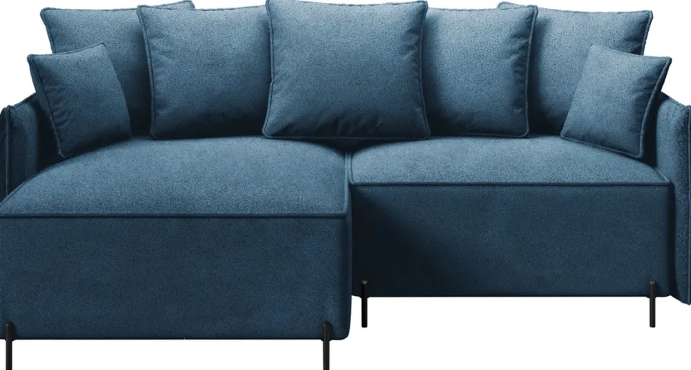 Meble Dla Dzieci|Narożniki>BROMARKT Niebieski narożnik na nóżkach rozkładany do salonu z funkcją spania BOCCO boucle