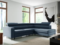 Narożniki>Meble Grand Niebieski narożnik z funkcją spania do salonu VIRO