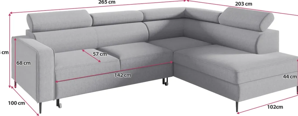 Narożniki>Meble Grand Niebieski narożnik z funkcją spania do salonu VIRO