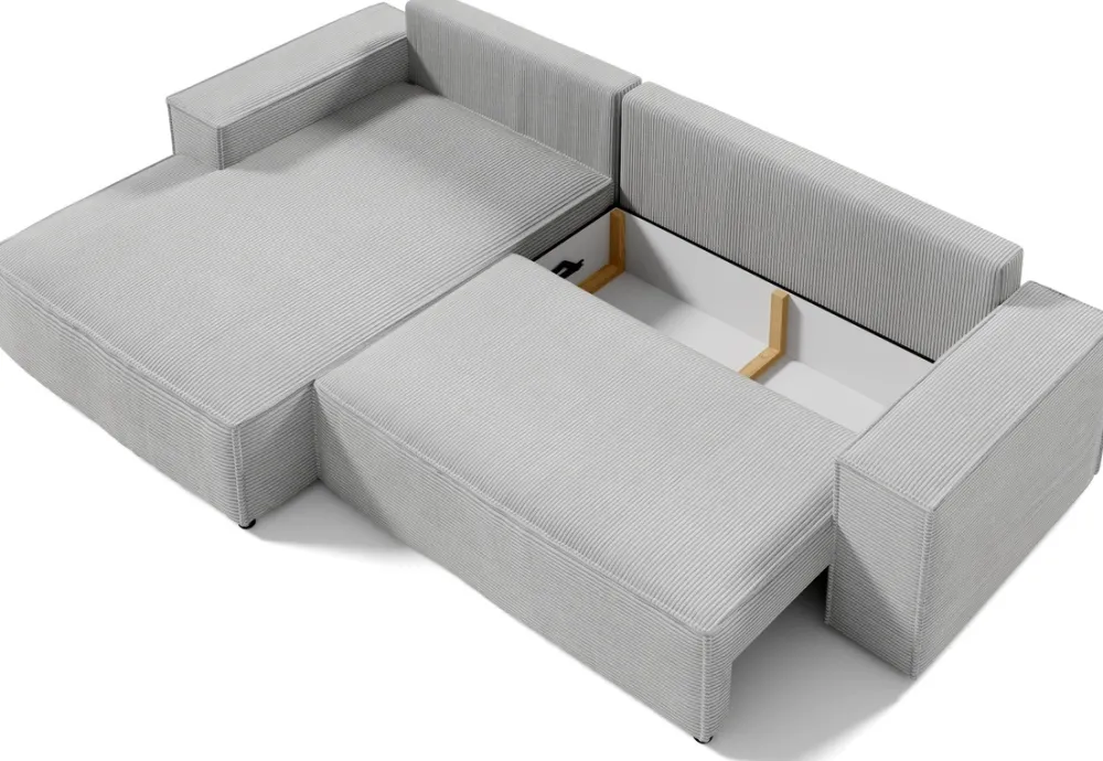 Meble Dla Dzieci|Meble Młodzieżowe>BROMARKT Niebieski sztruksowy narożnik z funkcją spania i pojemnikiem PABLO