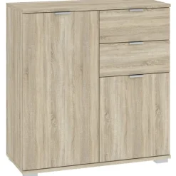 Komody>INTER MEBLE Niska komoda do salonu 71 cm z szufladami ELARO dąb sonoma