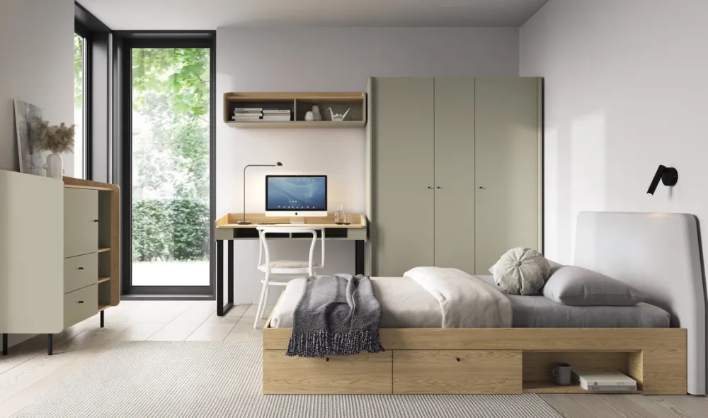 Meble Dla Dzieci|Zestawy Mebli Młodzieżowych>MEBLAR Niska komoda młodzieżowa z szufladami 95 cm nowoczesna ALDENO beż piaskowy