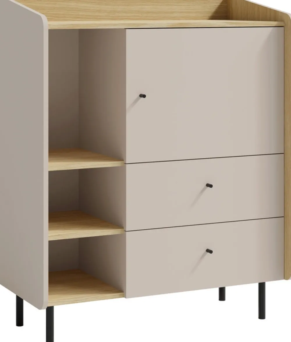 Meble Dla Dzieci|Zestawy Mebli Młodzieżowych>MEBLAR Niska komoda z szufladami 95 cm do pokoju młodzieżowego ALDENO beż piaskowy