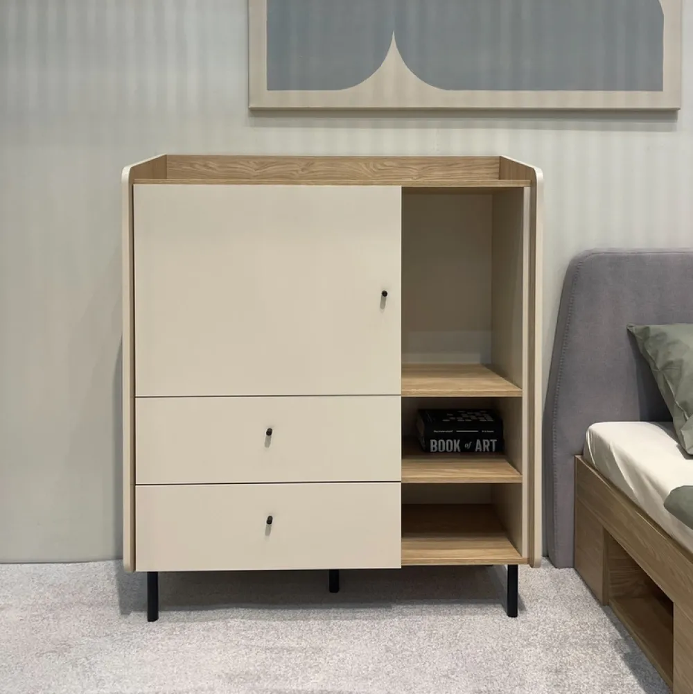 Meble Dla Dzieci|Zestawy Mebli Młodzieżowych>MEBLAR Niska komoda z szufladami 95 cm do pokoju młodzieżowego ALDENO beż piaskowy