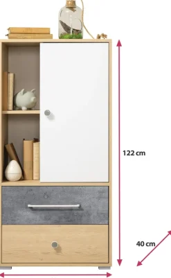 Regały Na Książki|Regały Dla Dzieci>MEBLAR Niski regał do pokoju młodzieżowego 60 cm z dwoma szufladami SLEEK