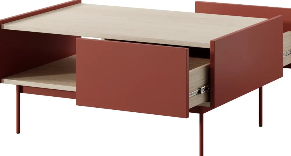 Ławy I Stoliki>PIASKI Nowoczesna ława kawowa z szufladami 65x97 cm CRYSTAL