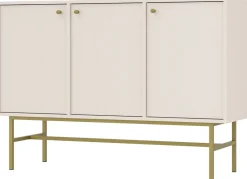 Komody>Lempert Nowoczesna beżowa komoda trzydrzwiowa do salonu 124 cm TOKEN beż piaskowy