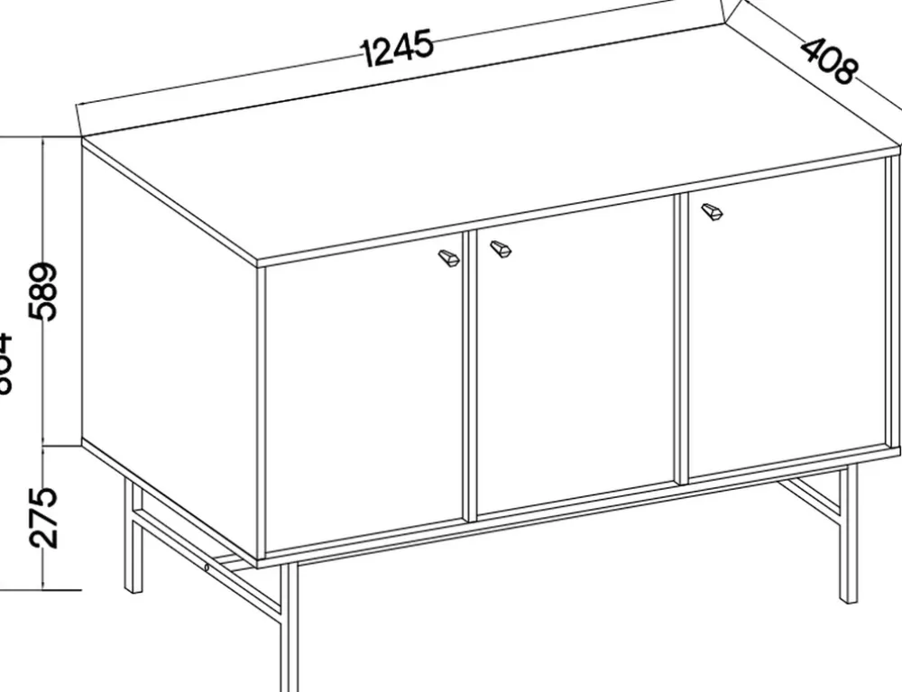 Komody>Lempert Nowoczesna beżowa komoda trzydrzwiowa do salonu 124 cm TOKEN beż piaskowy