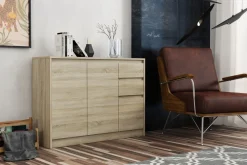 Komody>Meblohand Nowoczesna biała komoda z szufladami trzydrzwiowa ARTEGO biały