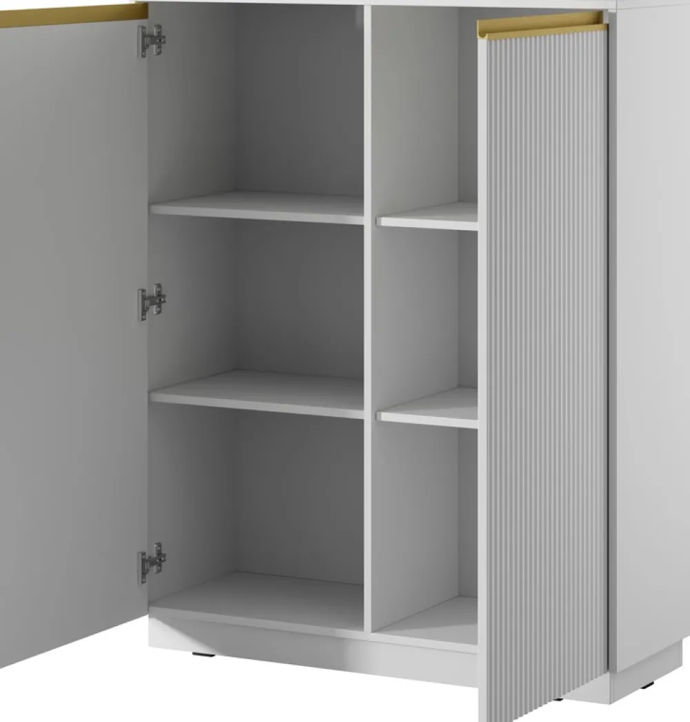 Zestawy Mebli Do Salonu|Meblościanki>PIASKI Nowoczesna biała meblościanka do salonu z szafką RTV RAVO biały