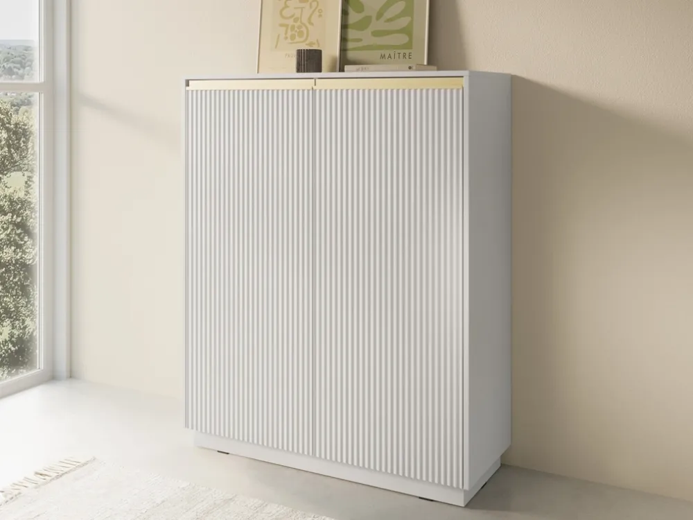 Zestawy Mebli Do Salonu|Meblościanki>PIASKI Nowoczesna biała meblościanka do salonu z szafką RTV RAVO biały