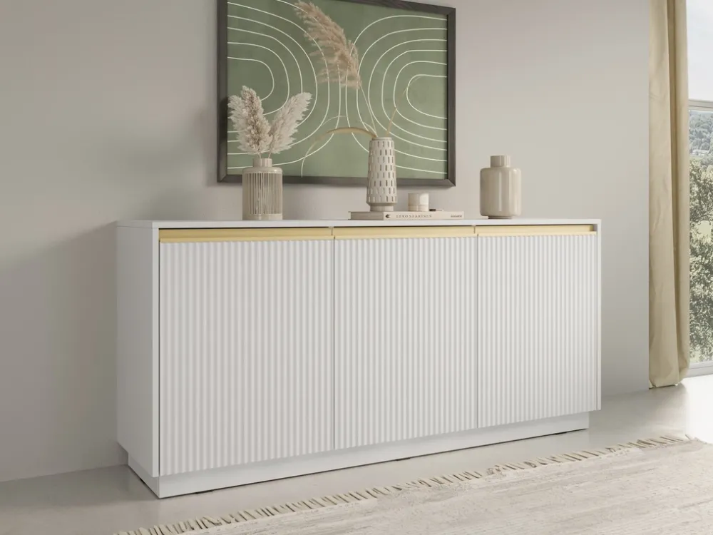 Zestawy Mebli Do Salonu|Meblościanki>PIASKI Nowoczesna biała meblościanka do salonu z szafką RTV RAVO biały