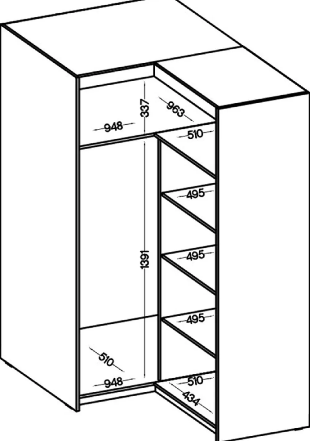 Meble Dla Dzieci|Zestawy Mebli Do Przedpokoju>Lempert Nowoczesna biała modułowa szafa narożna z półkami 98x98 cm KUBA biały