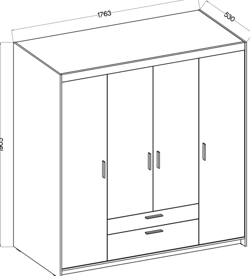 Zestawy Mebli Do Przedpokoju|Szafy Do Przedpokoju>Lempert Nowoczesna biała szafa modułowa 176 cm uchylna z szufladami KUBA biały