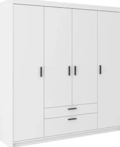 Garderoby|Meble Młodzieżowe>Lempert Nowoczesna biała szafa modułowa 176 cm uchylna z szufladami KUBA biały