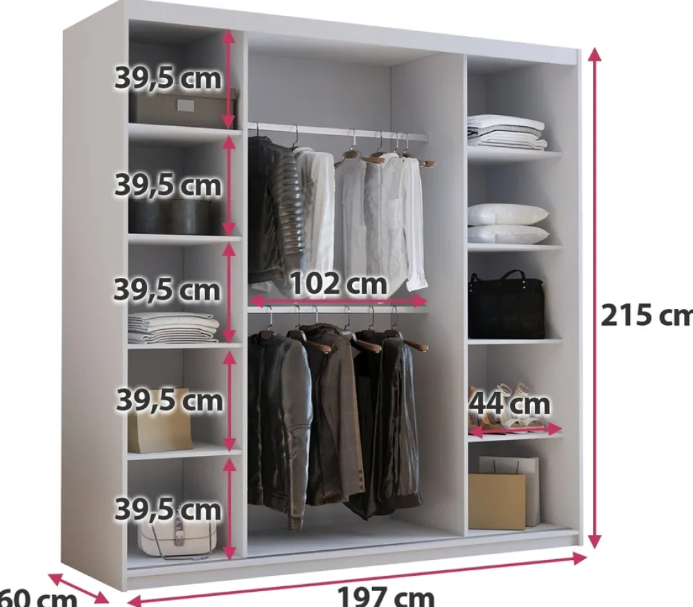 Meble Młodzieżowe|Zestawy Mebli Do Przedpokoju>Meblohand Nowoczesna biała szafa przesuwna z lustrem 200 cm HOT biały