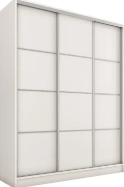 Zestawy Mebli Do Przedpokoju|Szafy Trzydrzwiowe>BROMARKT Nowoczesna biała szafa przesuwna 150 cm TOP MAX biały