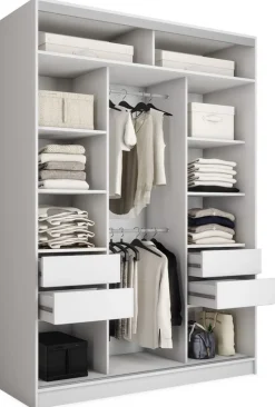 Zestawy Mebli Do Przedpokoju|Szafy Trzydrzwiowe>BROMARKT Nowoczesna biała szafa przesuwna 150 cm TOP MAX biały