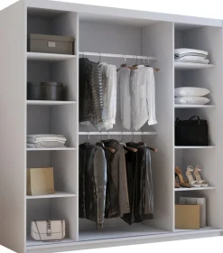 Szafy Trzydrzwiowe|Szafy Do Przedpokoju>Meblohand Nowoczesna biała szafa przesuwna z lustrem 200 cm HOT biały