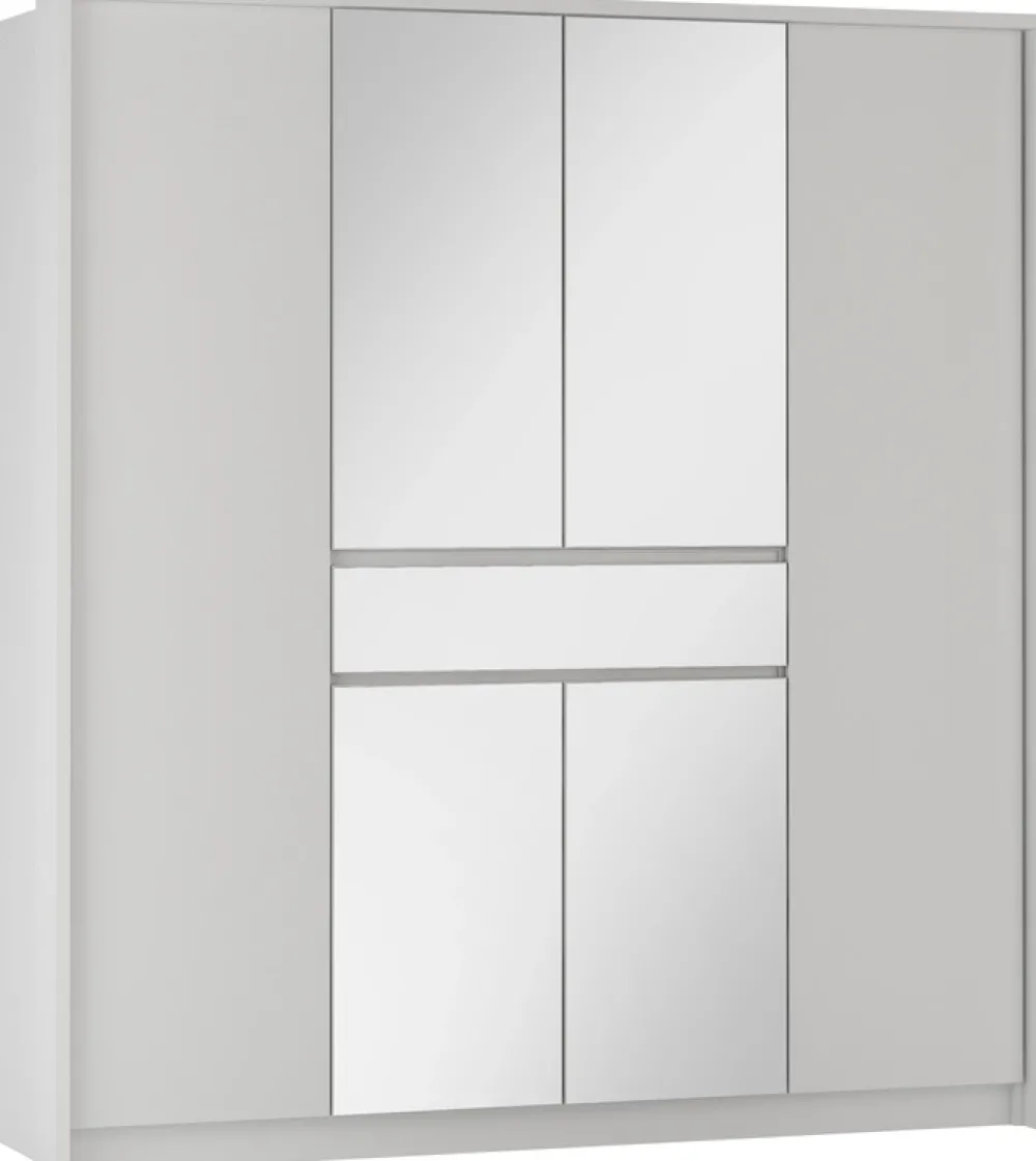 Szafy Do Pokoju Dziecięcego|Szafy Młodzieżowe>Stolar Nowoczesna biała szafa uchylna z lustrem i półkami 200 cm SPARK biały