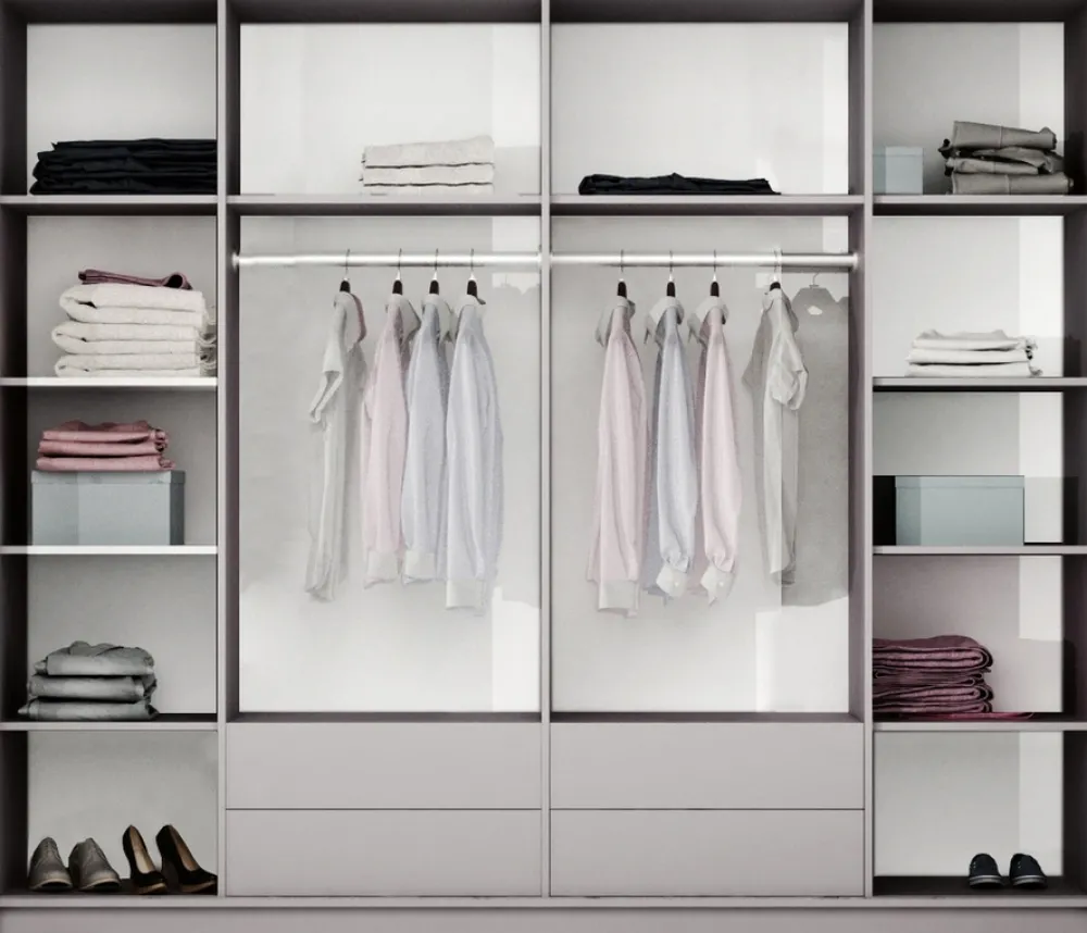 Szafy Młodzieżowe|Szafy Otwierane>Stolar Nowoczesna biała szafa z lustrem 255 cm do sypialni BRAND biały