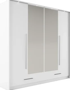 Szafy Młodzieżowe|Szafy Otwierane>Stolar Nowoczesna biała szafa z lustrem i szufladami 209 cm TALOR biały