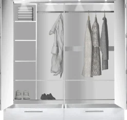 Szafy Młodzieżowe|Szafy Otwierane>Stolar Nowoczesna biała szafa z lustrem i szufladami 209 cm TALOR biały