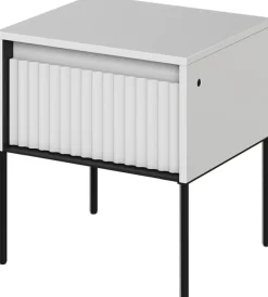 Szafki Nocne>lenart. Nowoczesna biała szafka nocna do sypialni z ryflowanym frontem TREND