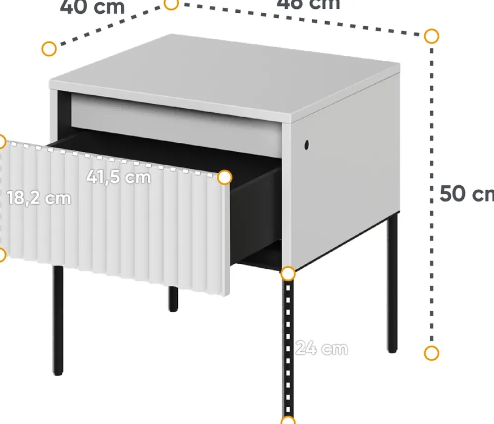 Szafki Nocne>lenart. Nowoczesna biała szafka nocna do sypialni z ryflowanym frontem TREND
