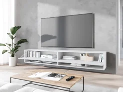 Szafki Rtv>BRATEX Nowoczesna biała szafka RTV 180 cm wisząca AROMA