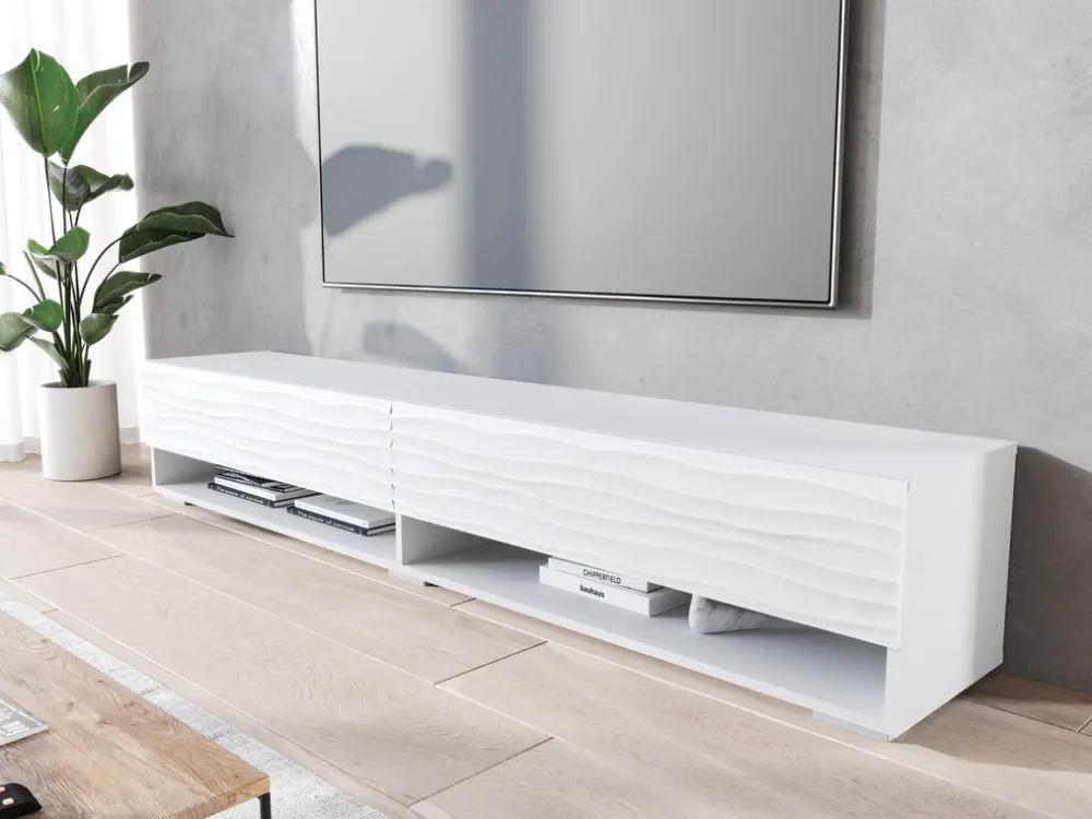 Szafki Rtv>BRATEX Nowoczesna biała szafka RTV 180 cm wisząca AROMA