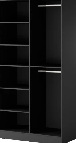 Szafy Dwudrzwiowe|Szafy Do Przedpokoju>PIASKI Nowoczesna czarna dwudrzwiowa szafa z witryną 101 cm SIGMA czarny