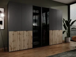 Szafy Dwudrzwiowe|Szafy Do Przedpokoju></noscript>PIASKI Nowoczesna czarna dwudrzwiowa szafa z witryną 101 cm SIGMA czarny